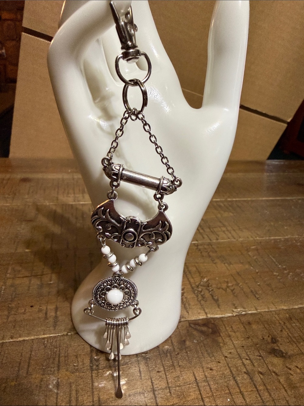 Silver-Tone Boho Pendant keychain